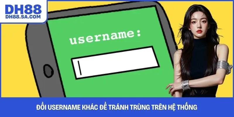 Đổi username khác để tránh trùng trên hệ thống